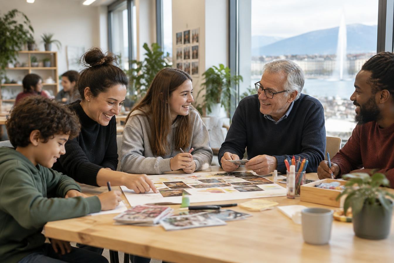 Plusieurs générations réunies autour d’une activité créative